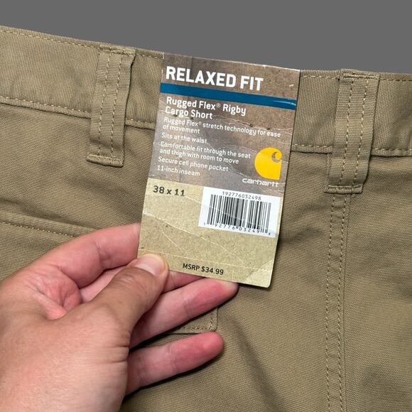 Carhartt Rugged Flex Rigby Cargo Short Relaxed Fit Size 38x11 NWT Brown/Khaki - Picture 6 of 8